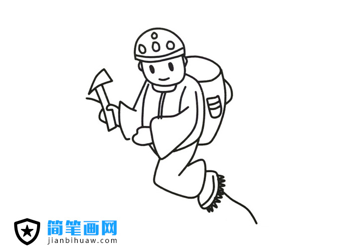 登山爱好者正在登山简笔画图片