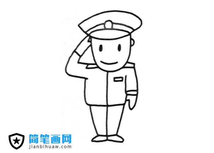 警察敬礼的简笔画图片