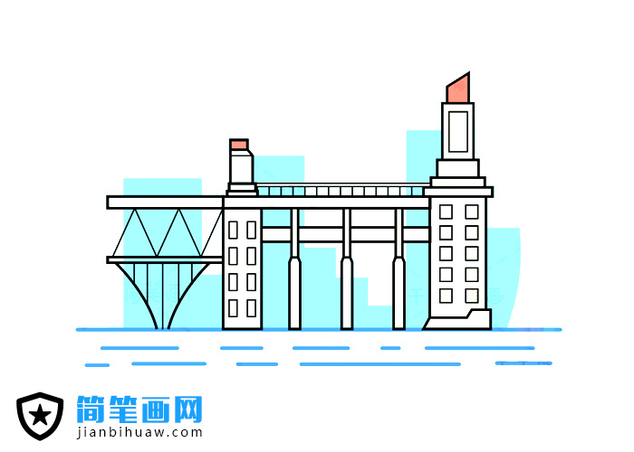 南京长江大桥桥头堡简笔画图片