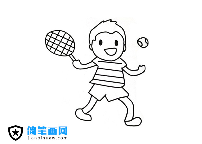 小朋友打网球的简笔画图片