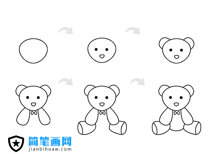 可爱玩具熊简笔画图片及步骤教程