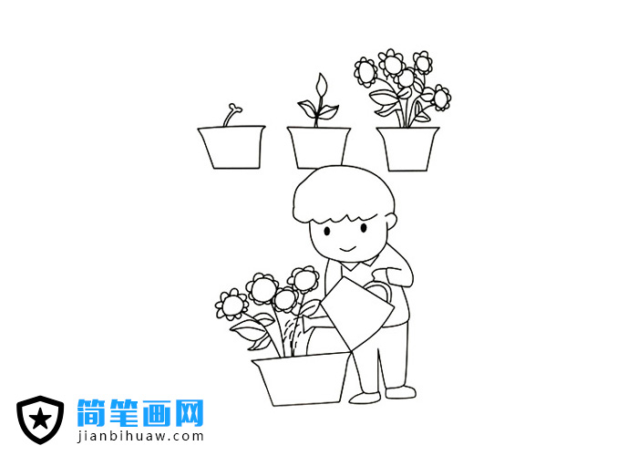 浇花的简笔画图片