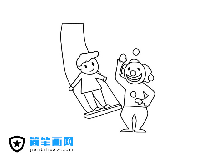 马戏团小丑在表演的简笔画图片