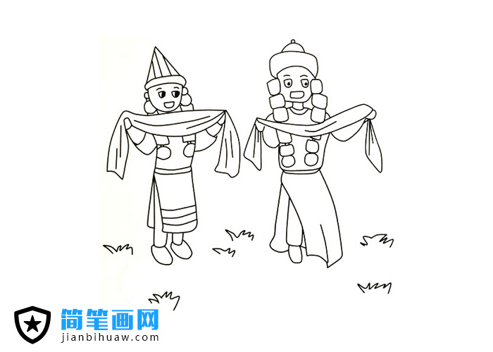 少数民族献哈达的简笔画图片