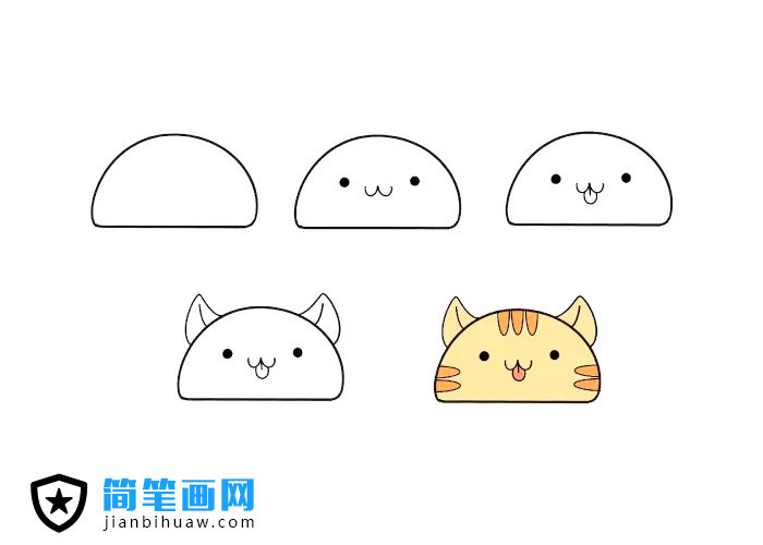 1个半圆就能画出可爱的简笔画 -- 小猫咪