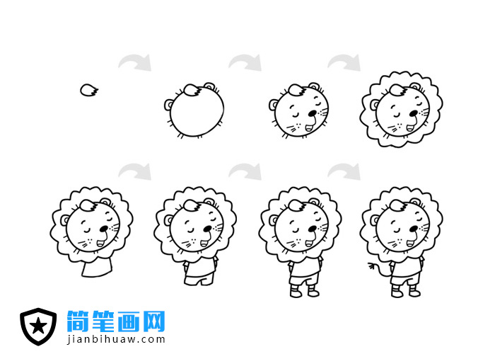 笔画有点小多的狮子简笔画包含步骤
