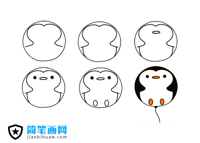 画一个可爱的动物气球简笔画 -- 企鹅