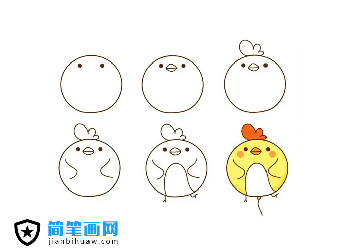 画一个可爱的动物气球简笔画 -- 小公鸡