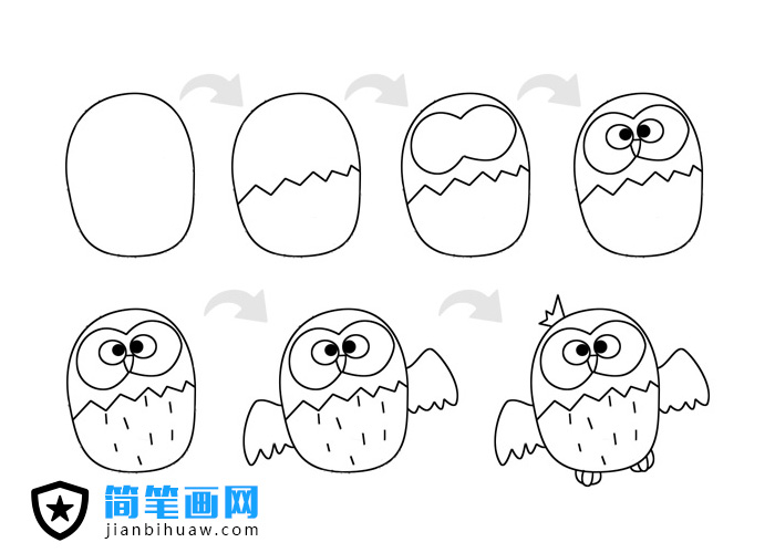 教你猫头鹰简笔画步骤分解图片