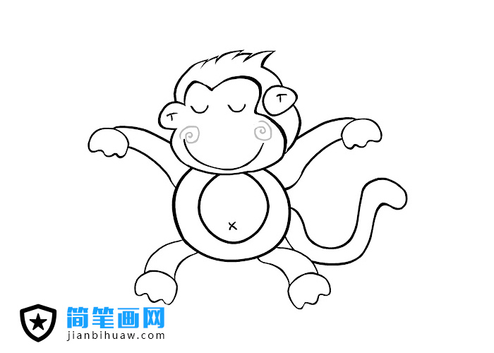 顽皮的小猴子简笔画图片