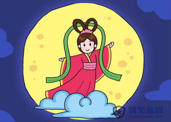 嫦娥奔月的简笔画图片