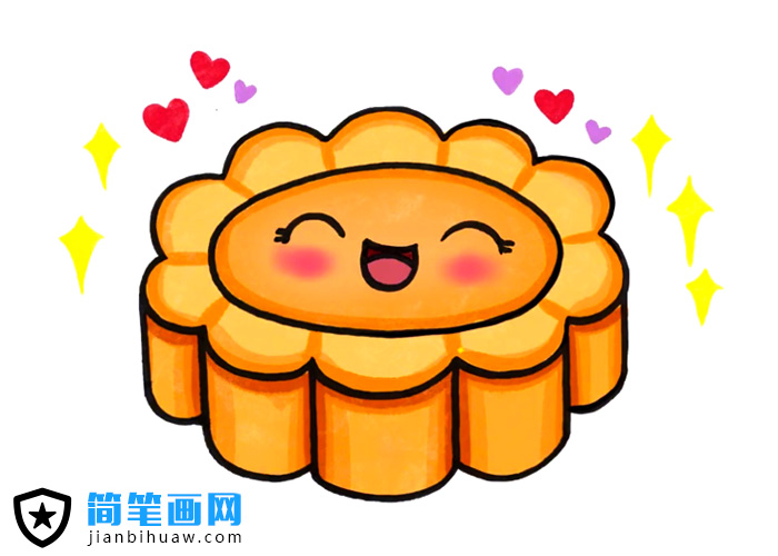 中秋笑脸月饼简笔画图片