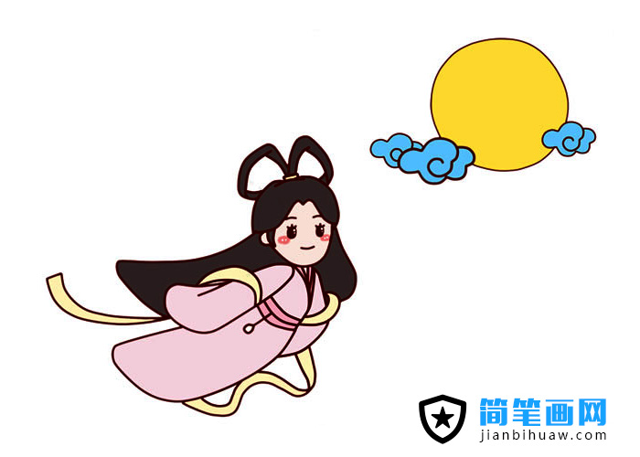 嫦娥奔月的简笔画中秋节图片