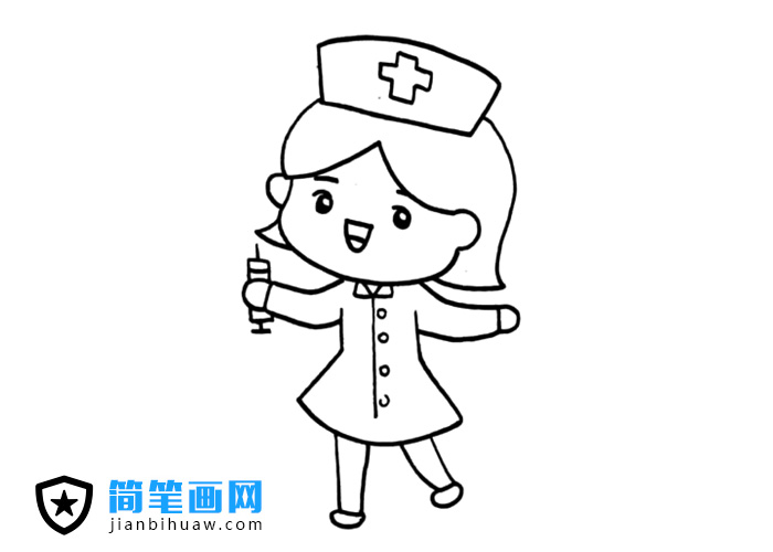 打针的小护士简笔画图片含上色