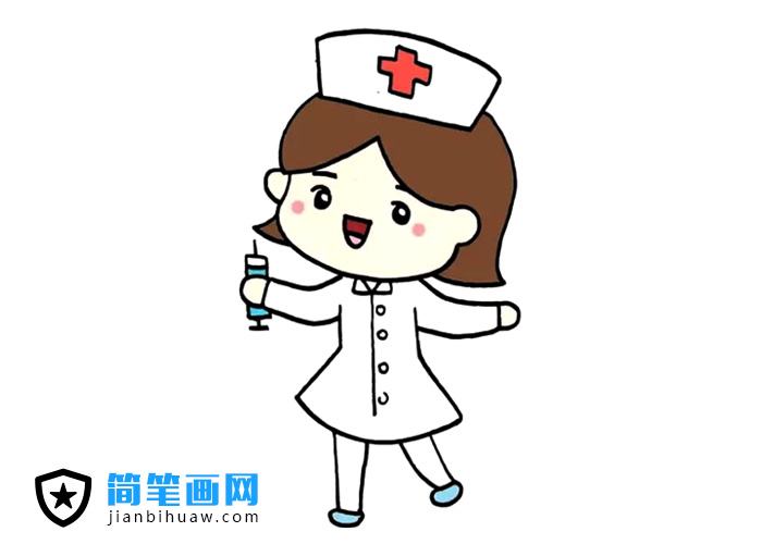 打针的小护士简笔画图片含上色