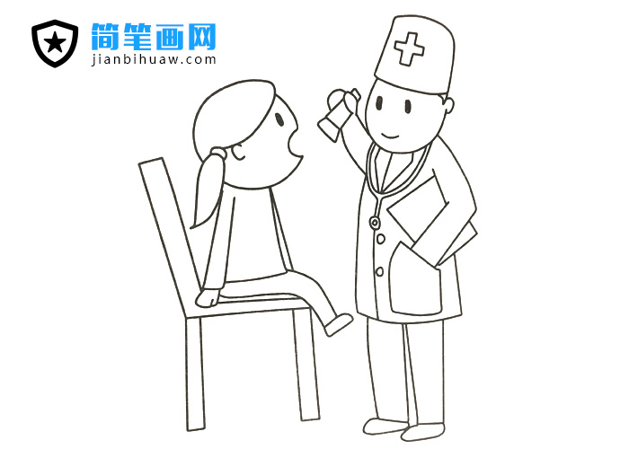 口腔科医生在给小朋友做检查的简笔画图片