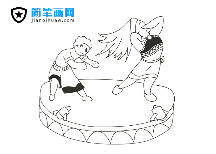 两位舞蹈演员在跳舞的简笔画图片