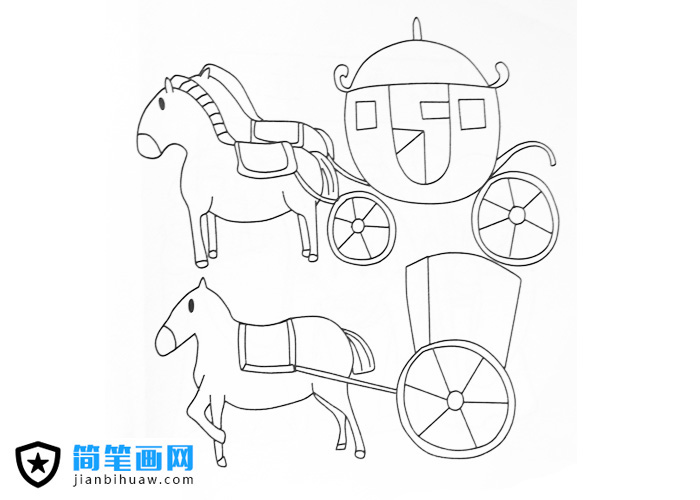 古代一群马车简笔画图片