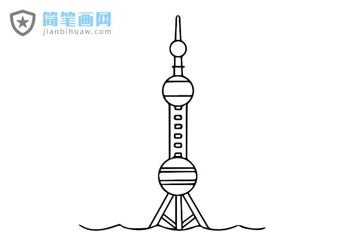 上海东方明珠电视塔简笔画图片含上色