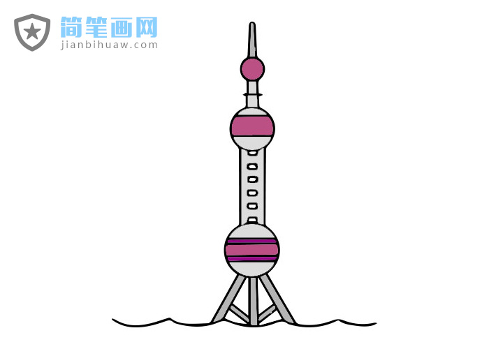 上海东方明珠电视塔简笔画图片含上色