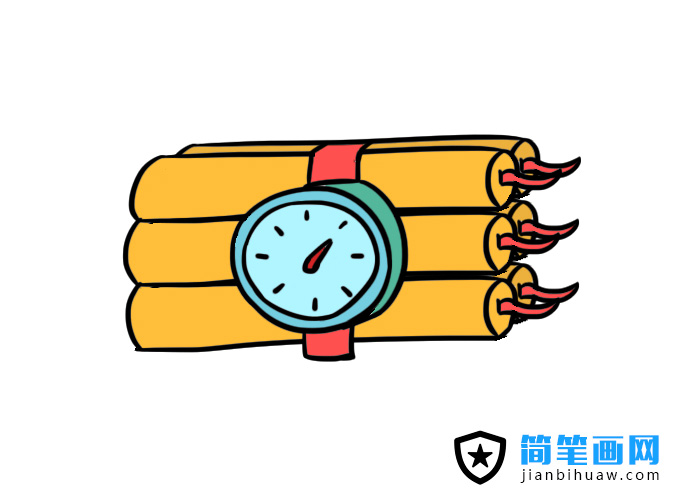 定时炸弹简笔画图片和上色