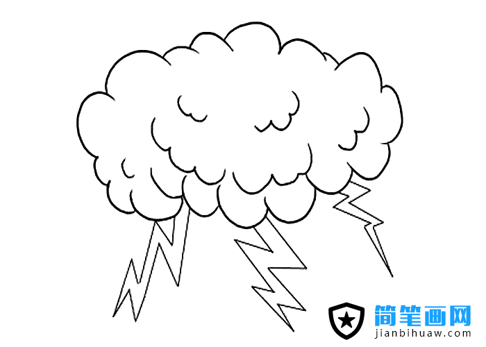 乌云闪电的简笔画图片