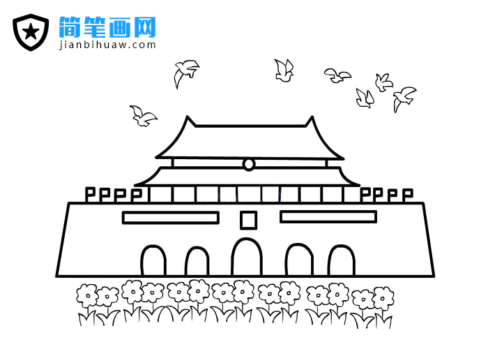 欢乐的天安门广场庆国庆简笔画图片