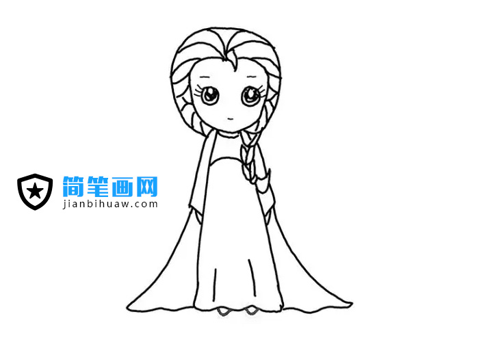 艾莎公主简笔画图片含上色