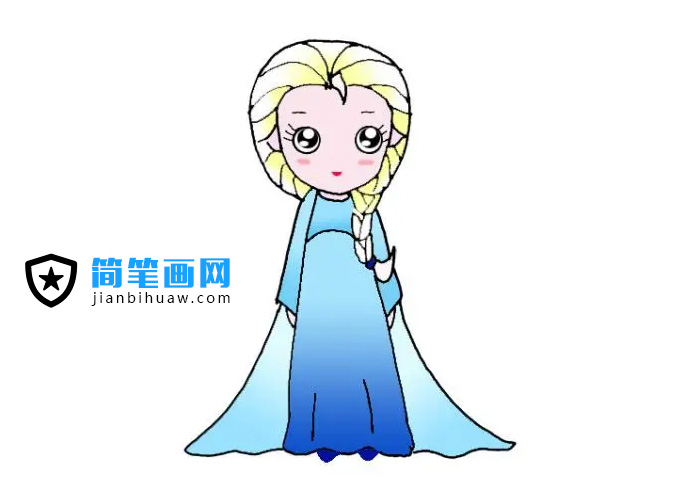 艾莎公主简笔画图片含上色