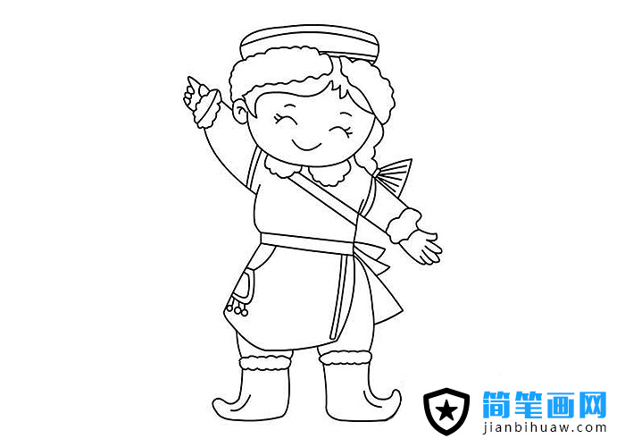 少数民族鄂伦春族女孩简笔画图片