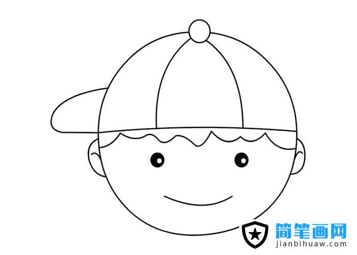 戴鸭舌帽的小男孩头像简笔画图片
