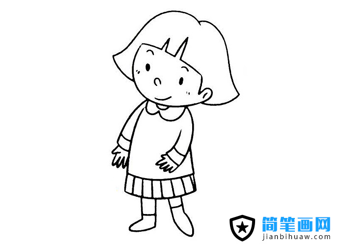 短发小女孩简笔画图片