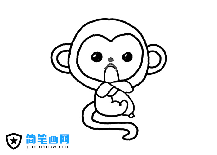 简单可爱的小猴子简笔画图片含上色