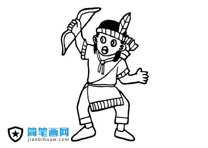 印第安人射箭的简笔画图片
