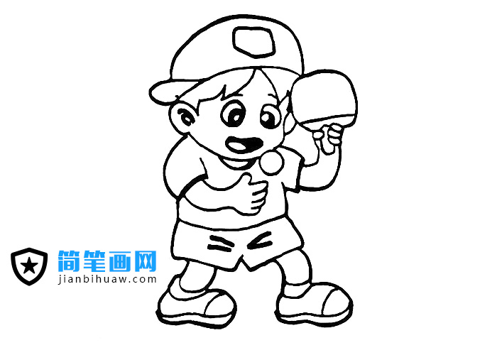 打乒乓球的小男孩简笔画图片