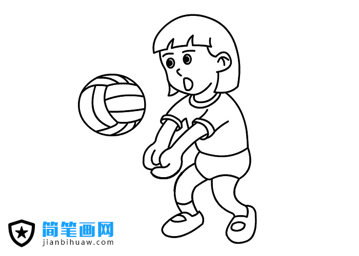 女生在打排球的简笔画图片