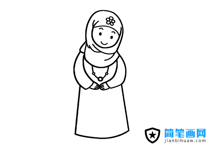 少数民族回族姑娘简笔画图片