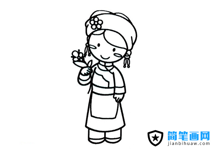 少数民族羌族姑娘简笔画图片