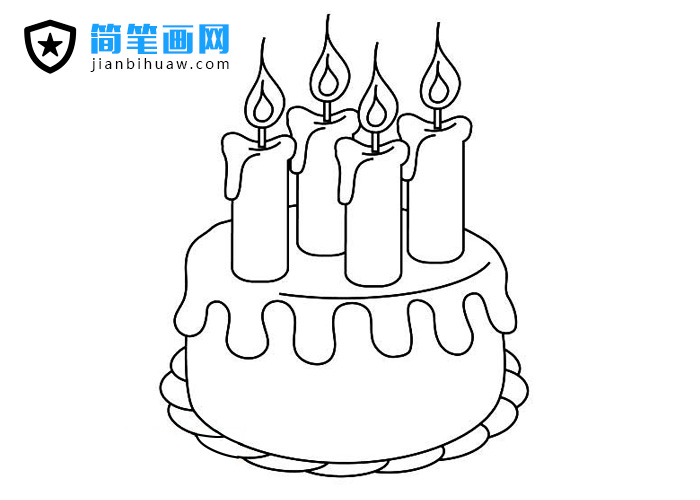 点燃蜡烛的生日蛋糕简笔画图片