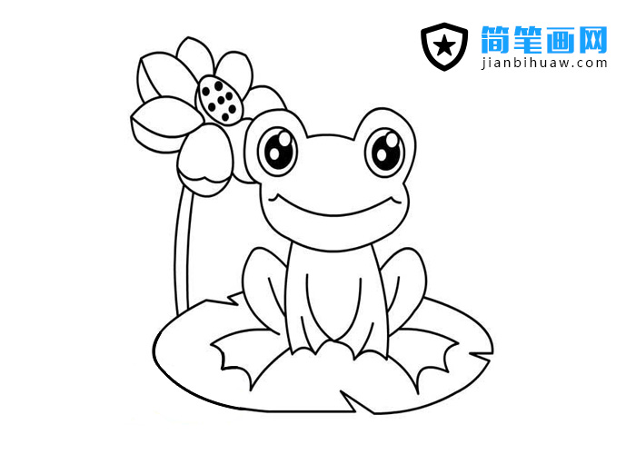 趴在荷叶上的青蛙简笔画图片