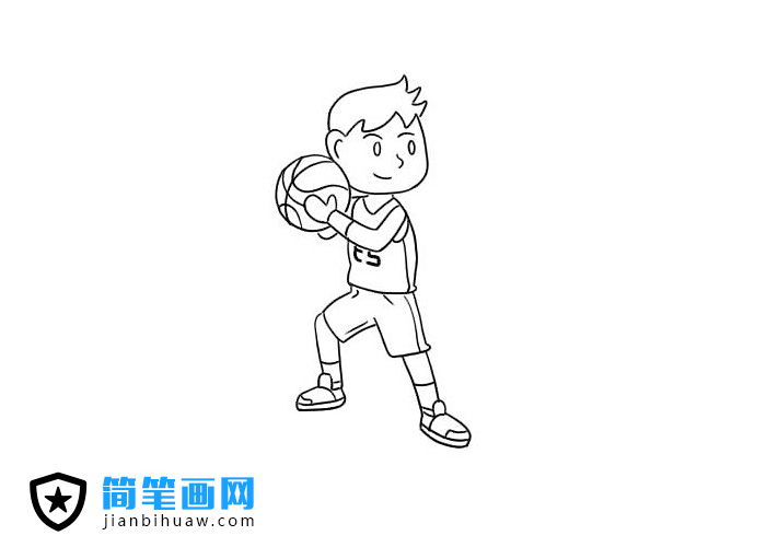 打篮球的男孩简笔画图片