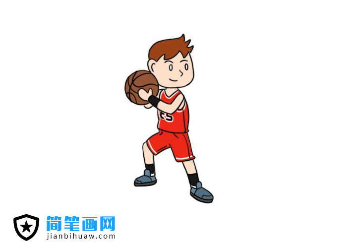 打篮球的男孩简笔画图片