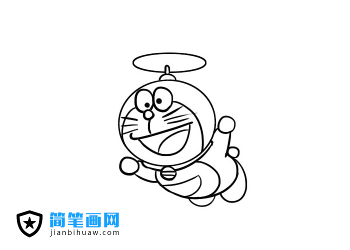 哆啦A梦飞行的机器猫简笔画图片