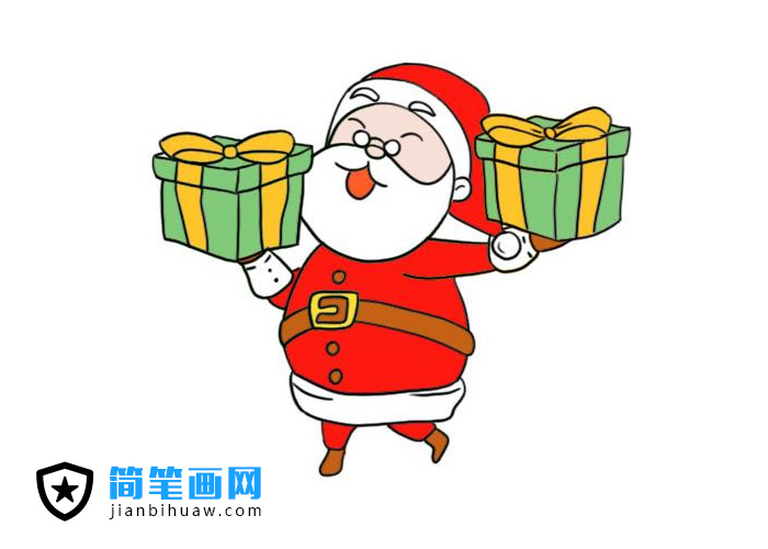 给小朋友们送礼物的圣诞老人简笔画图片