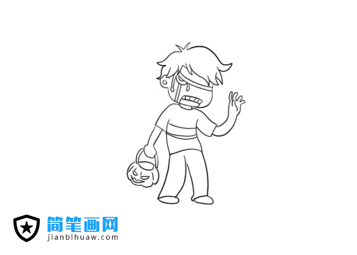 万圣节僵尸儿童人物简笔画图片
