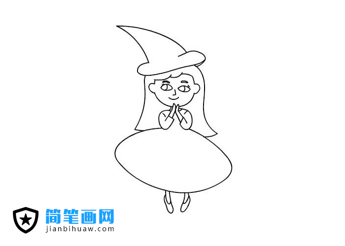 万圣节女巫装扮简笔画图片