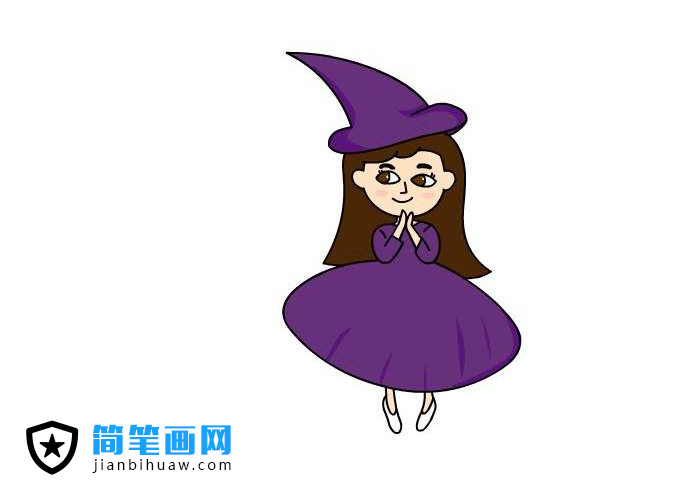 万圣节女巫装扮简笔画图片