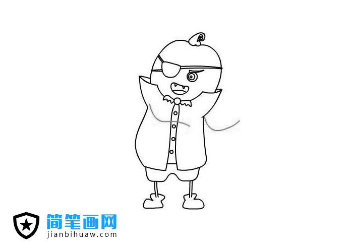 万圣节南瓜小僵尸简笔画图片