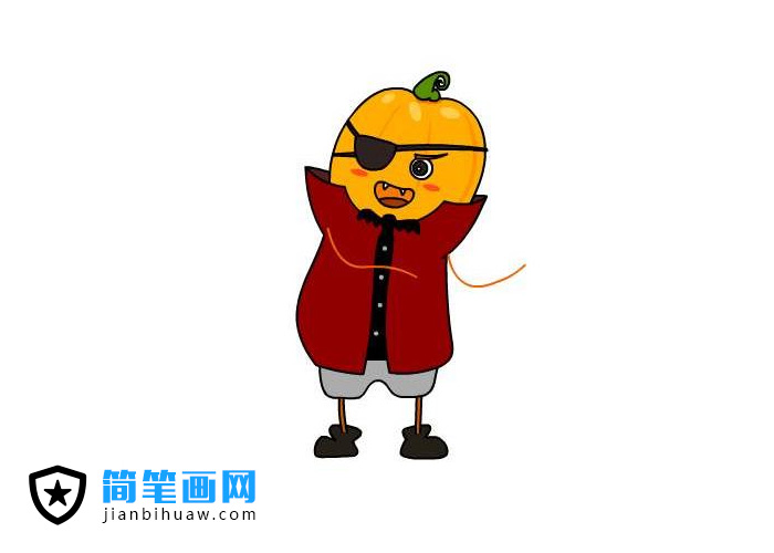 万圣节南瓜小僵尸简笔画图片