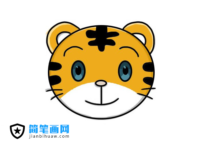 老虎头简笔画图片含上色